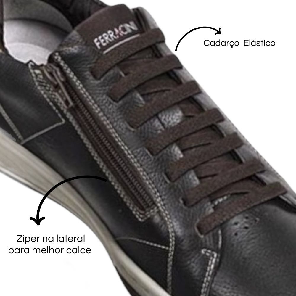 Sapatênis Ferracini Couro Chocolate Masculino Vox 8059-617D Preto/Marrom 5