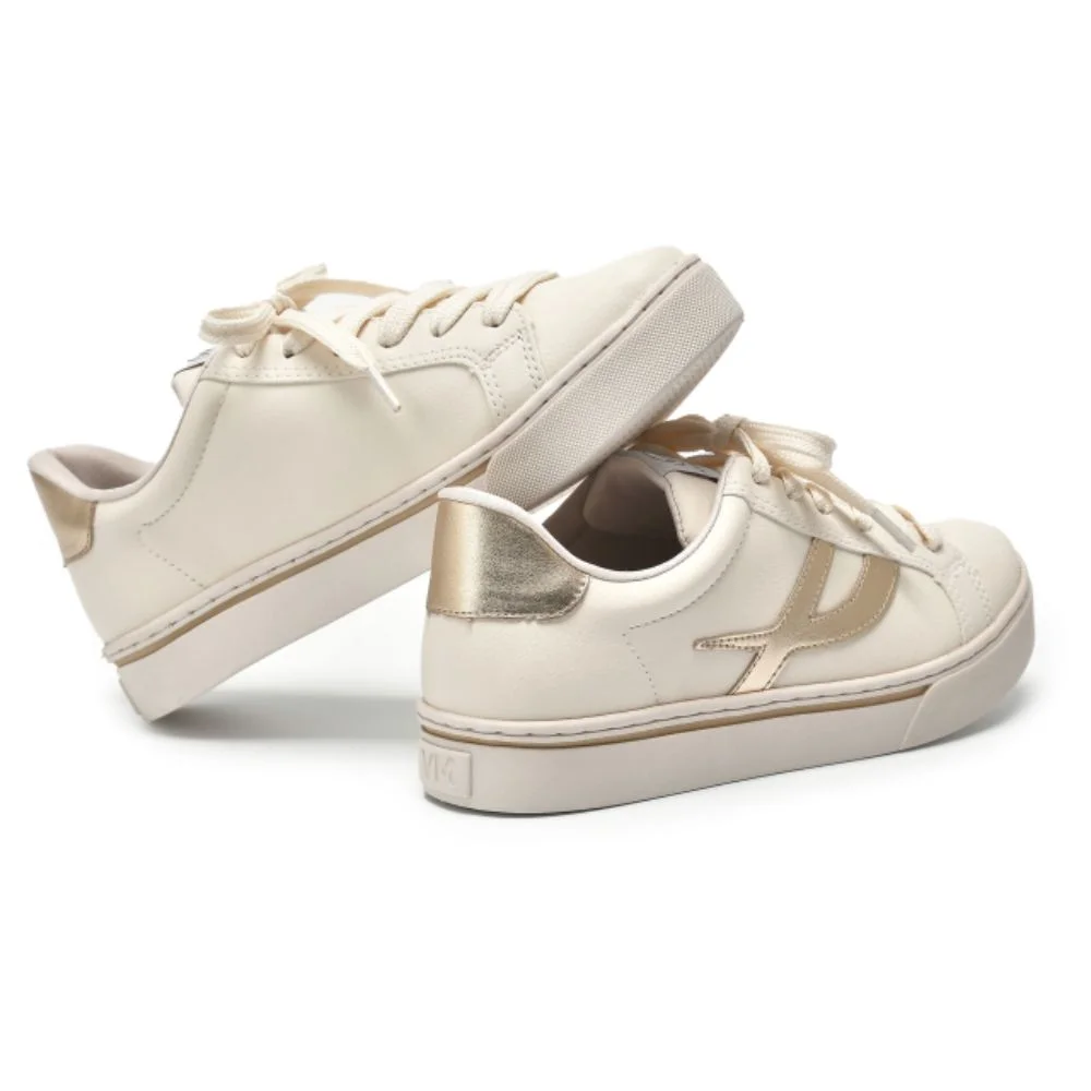 Tênis Casual Feminino Via Marte 016-012 Dourado Off white Bege/Dourado 3
