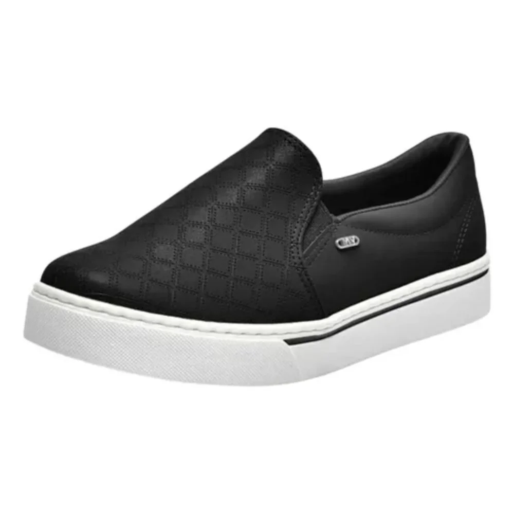 Tênis Casual Feminino Slip On Via Marte 016-023 Preto Preto 2