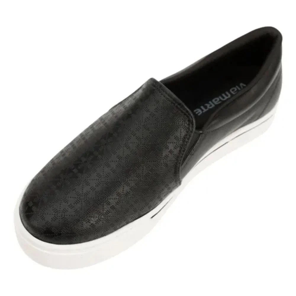 Tênis Casual Feminino Slip On Via Marte 016-023 Preto Preto 4