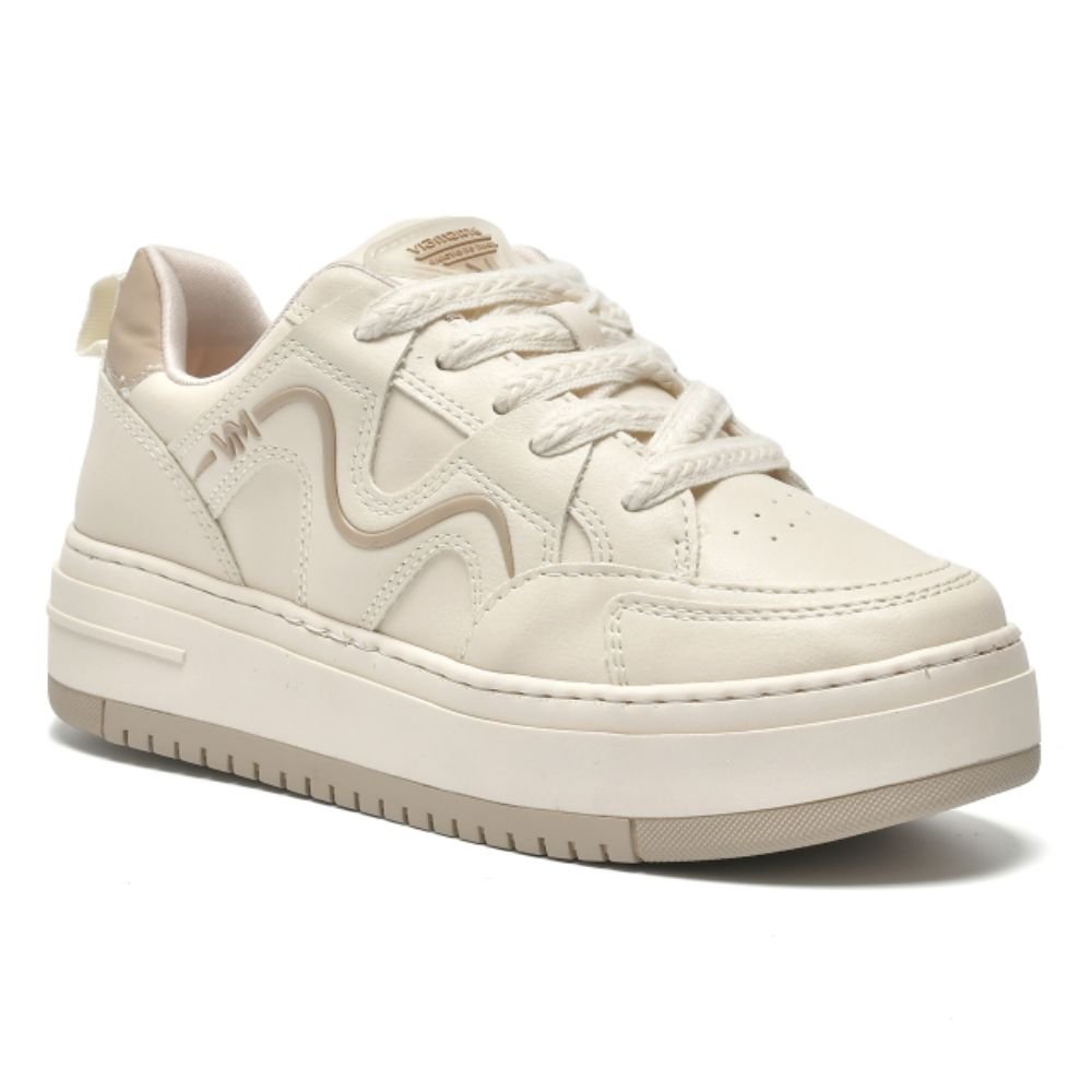 Tênis Feminino Plataforma Casual Sola Alta Via Marte Bege 1