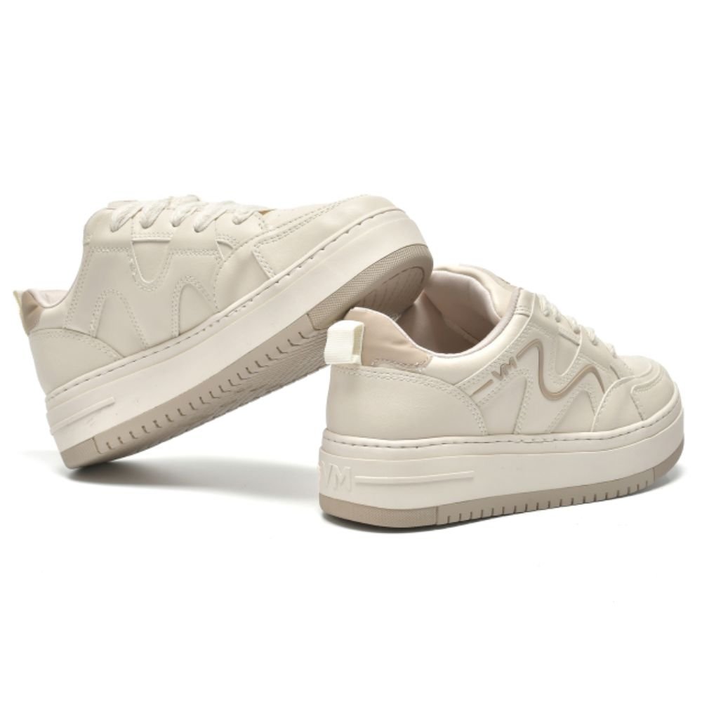 Tênis Feminino Plataforma Casual Sola Alta Via Marte Bege 3