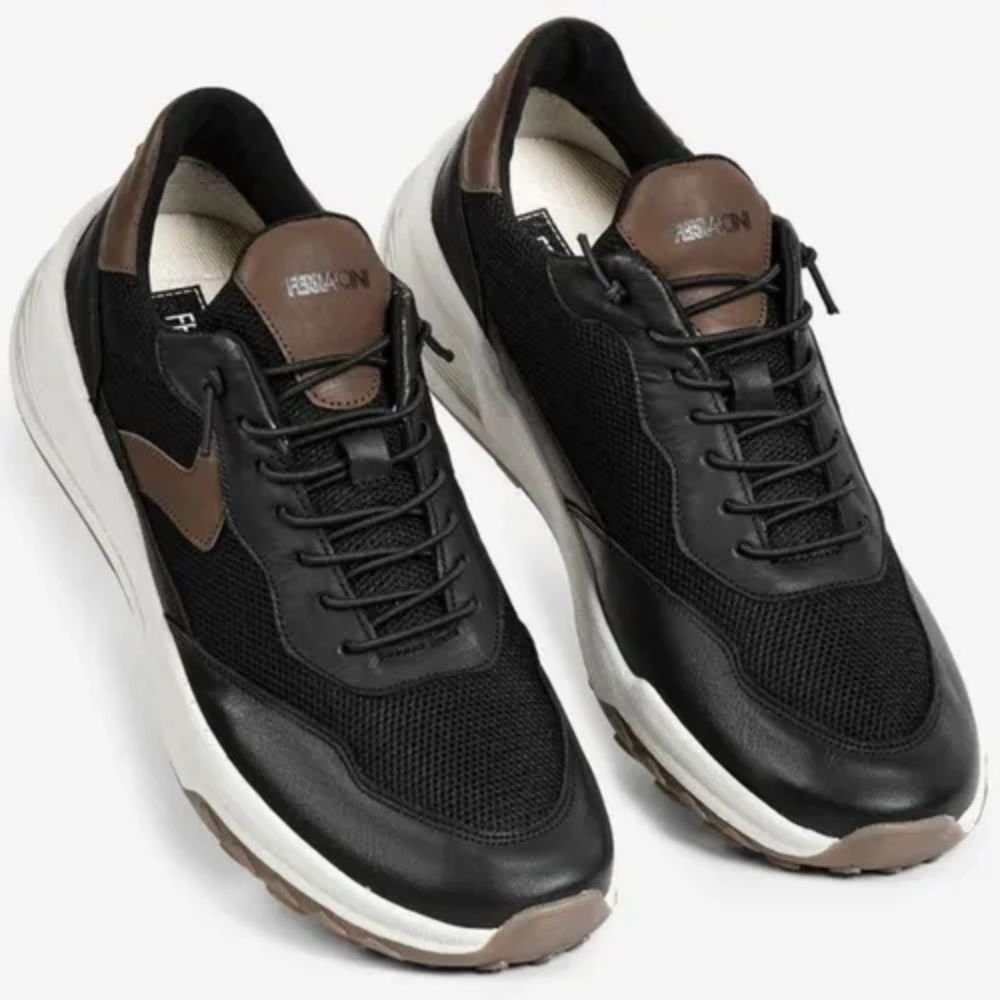 Sapatenis Masculino Casual Em Couro Ducati Ferracini 1691a Preto 2