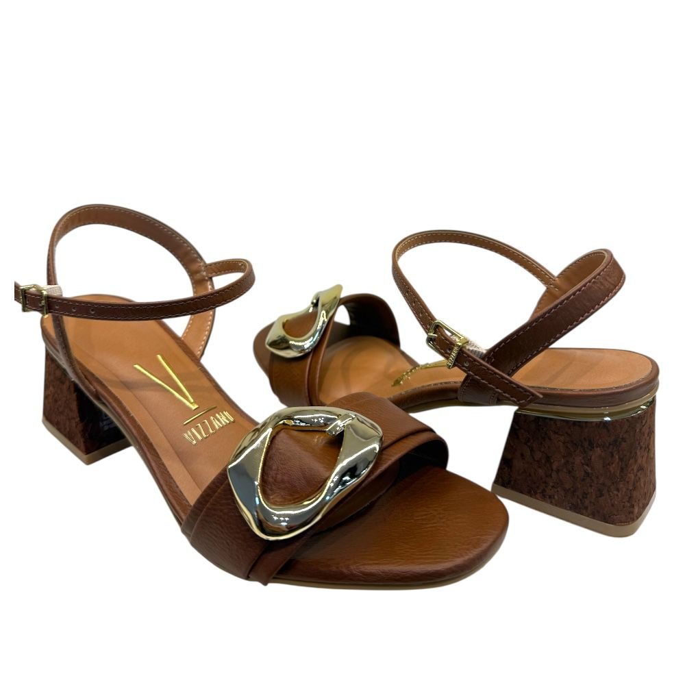 Sandalia Salto Medio Bloco Conforto Feminina Vizzano 6428.155 Mocca 4