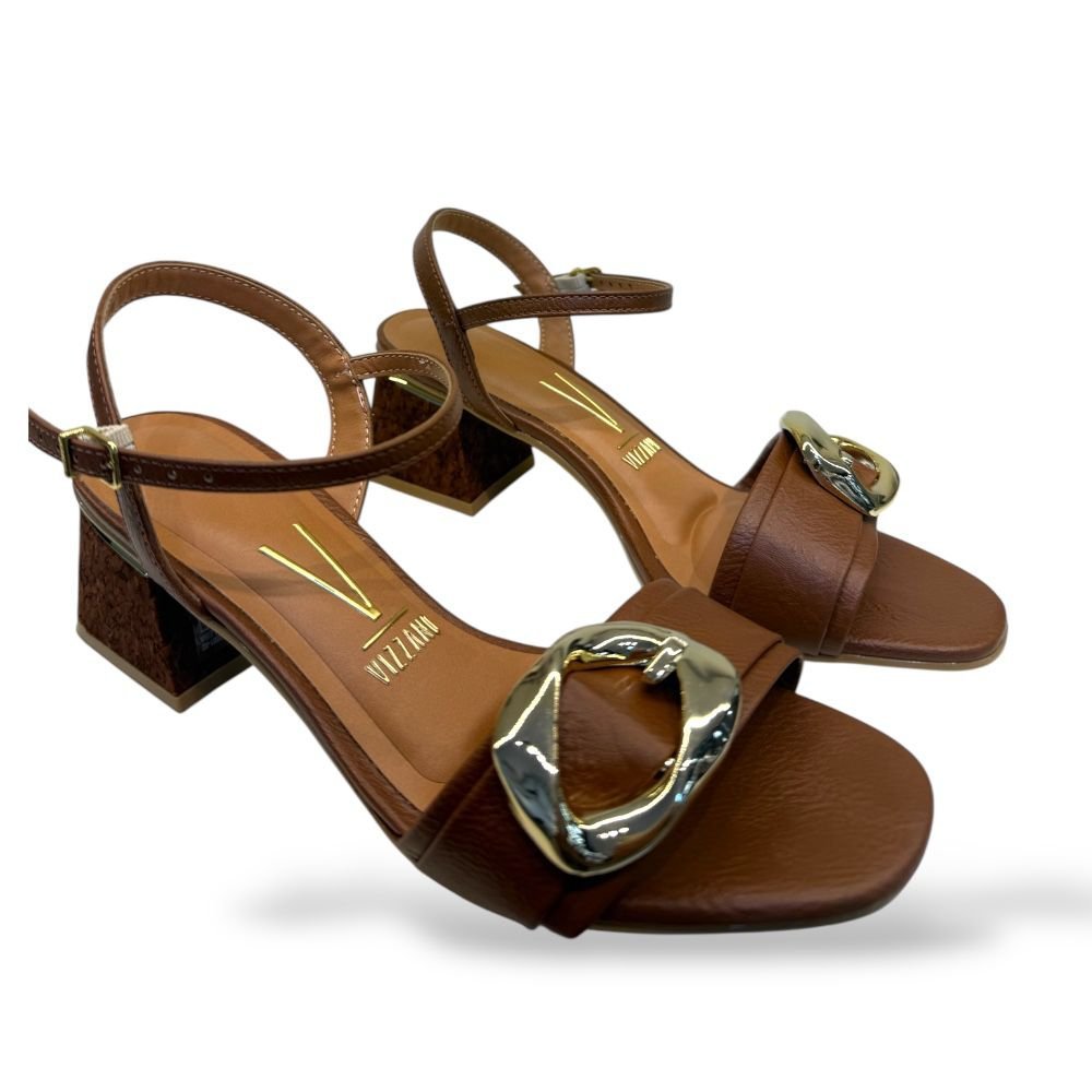 Sandalia Salto Medio Bloco Conforto Feminina Vizzano 6428.155 Mocca 5