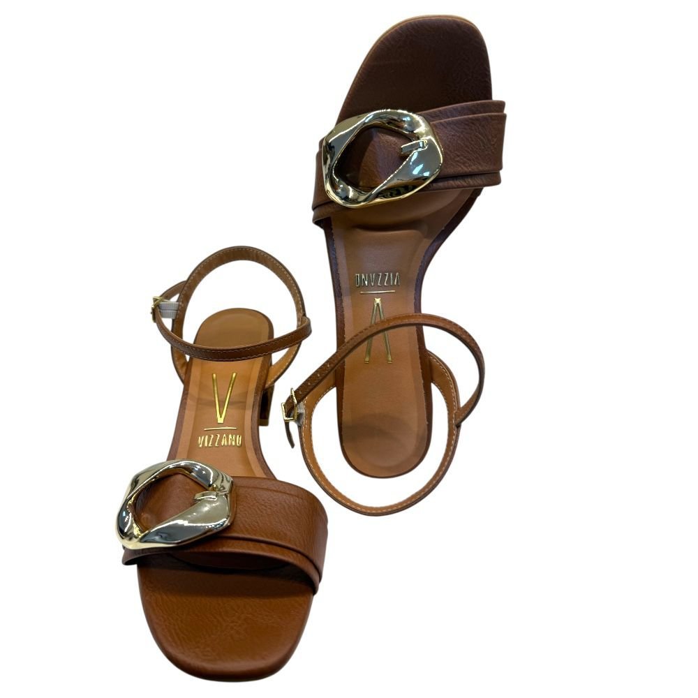Sandalia Salto Medio Bloco Conforto Feminina Vizzano 6428.155 Mocca 6