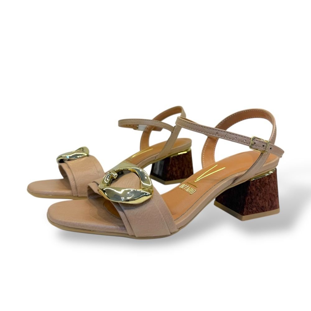 Sandália Vizzano Salto Bloco C/ Fivela Decorativa 6428.155 Bege 3