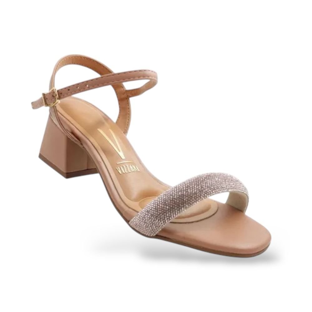 Sandália Feminina Salto Baixo Bloco Vizzano Strass 6428.139 Nude 4