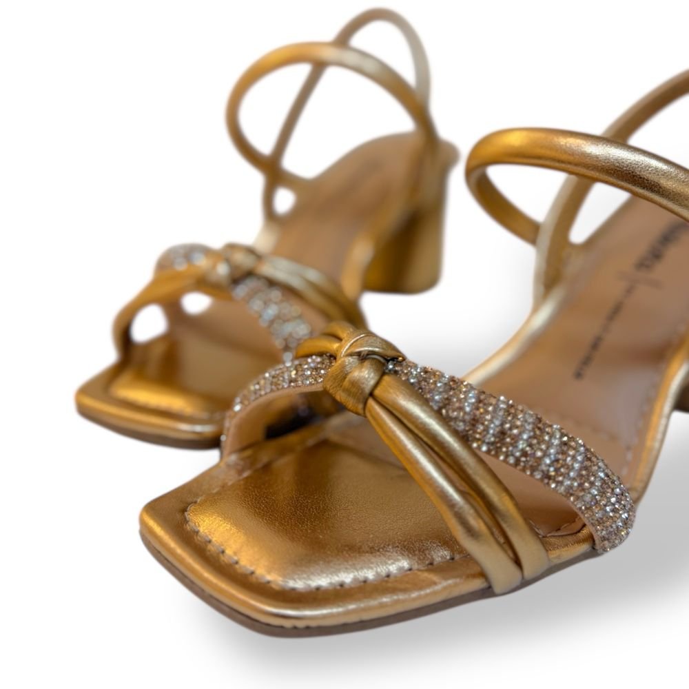 Sandalia Dakota Salto Grosso Brilho Rose Conforto Y9765 Dourado 7