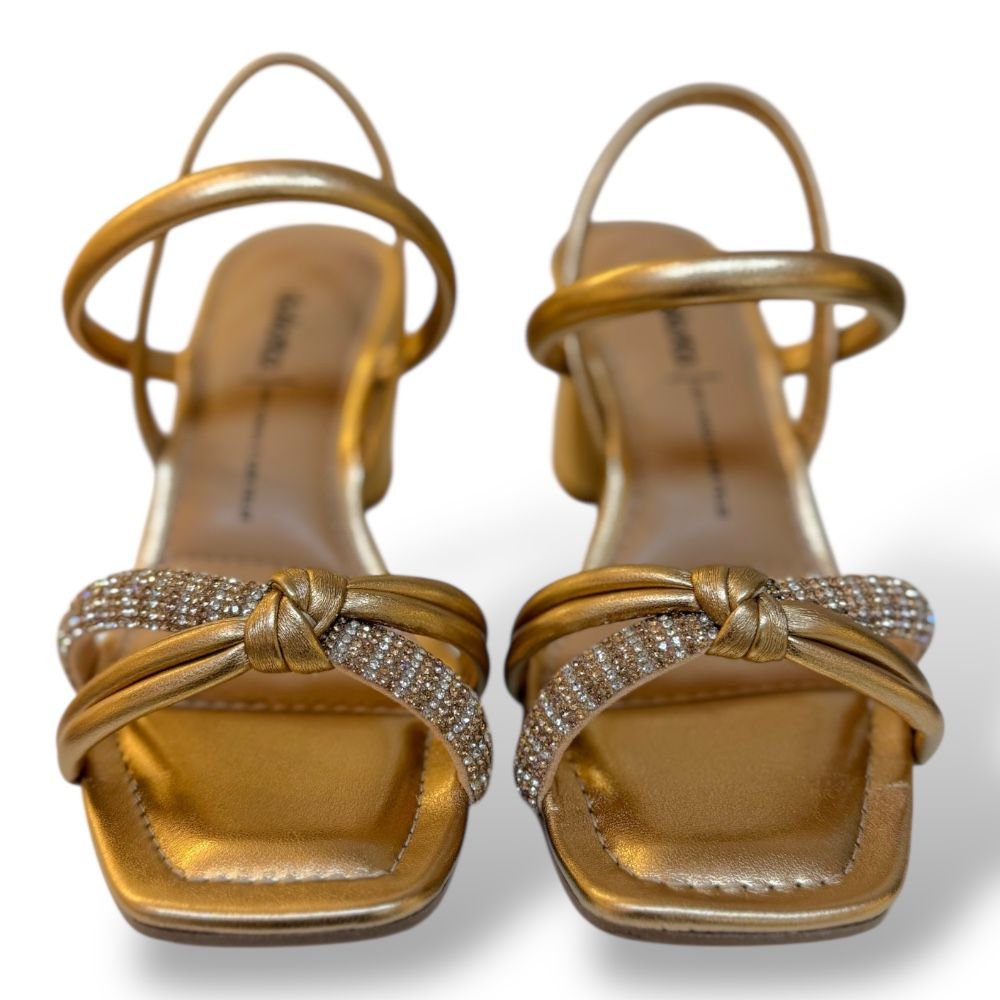 Sandalia Dakota Salto Grosso Brilho Rose Conforto Y9765 Dourado 2