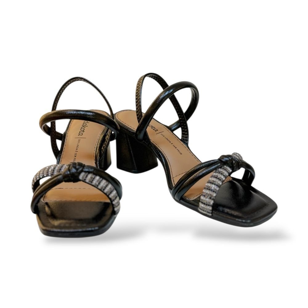 Sandalia Dakota Salto Grosso Brilho Preto Conforto Y9765 Preto 3