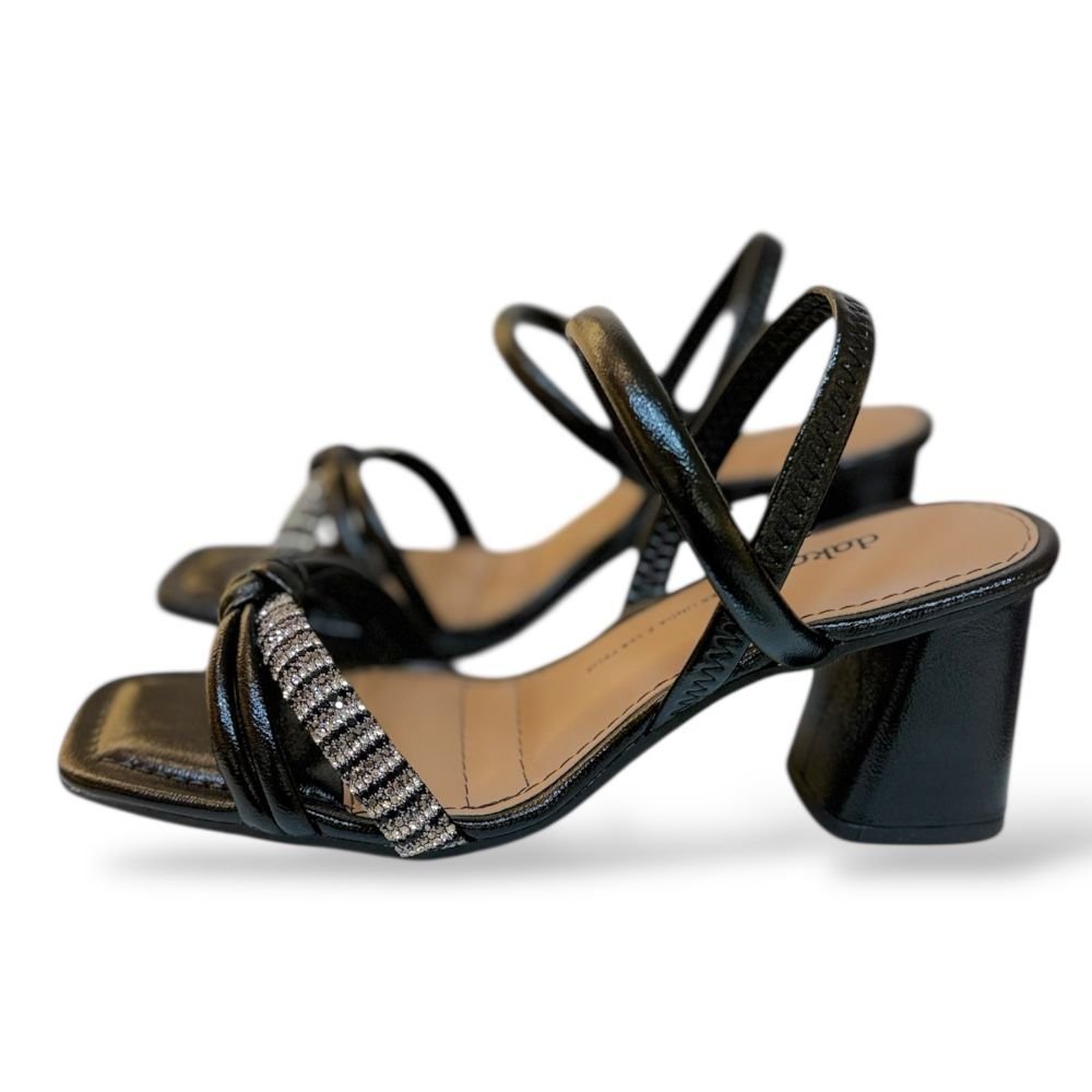 Sandalia Dakota Salto Grosso Brilho Preto Conforto Y9765 Preto 4