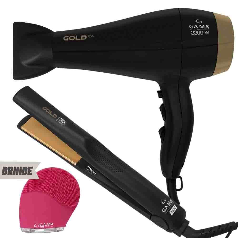 Kit Prancha E Secador De Cabelo Gold + Brinde 127V 127V 1