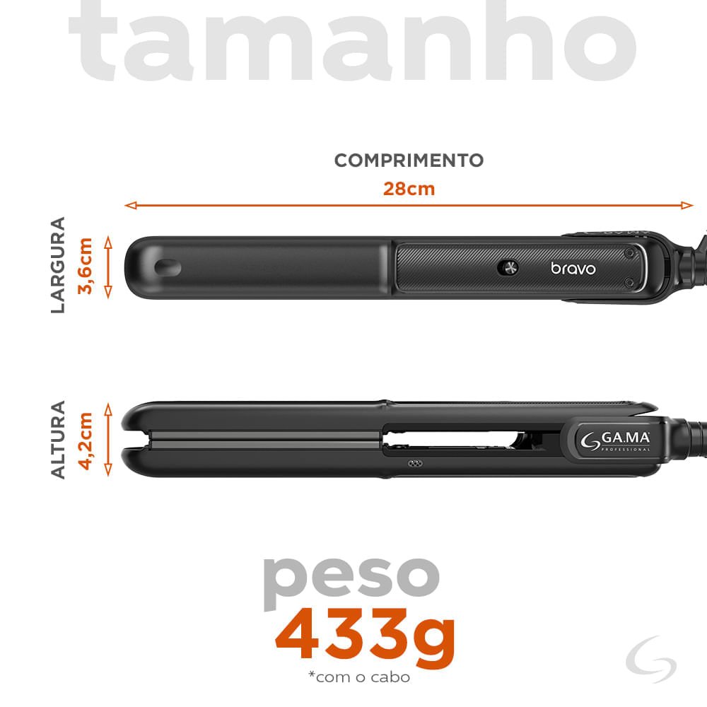 Prancha Professional Bravo Led 250°C Bivolt Preto 12