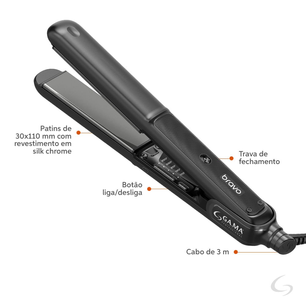 Prancha Professional Bravo Led 250°C Bivolt Preto 6