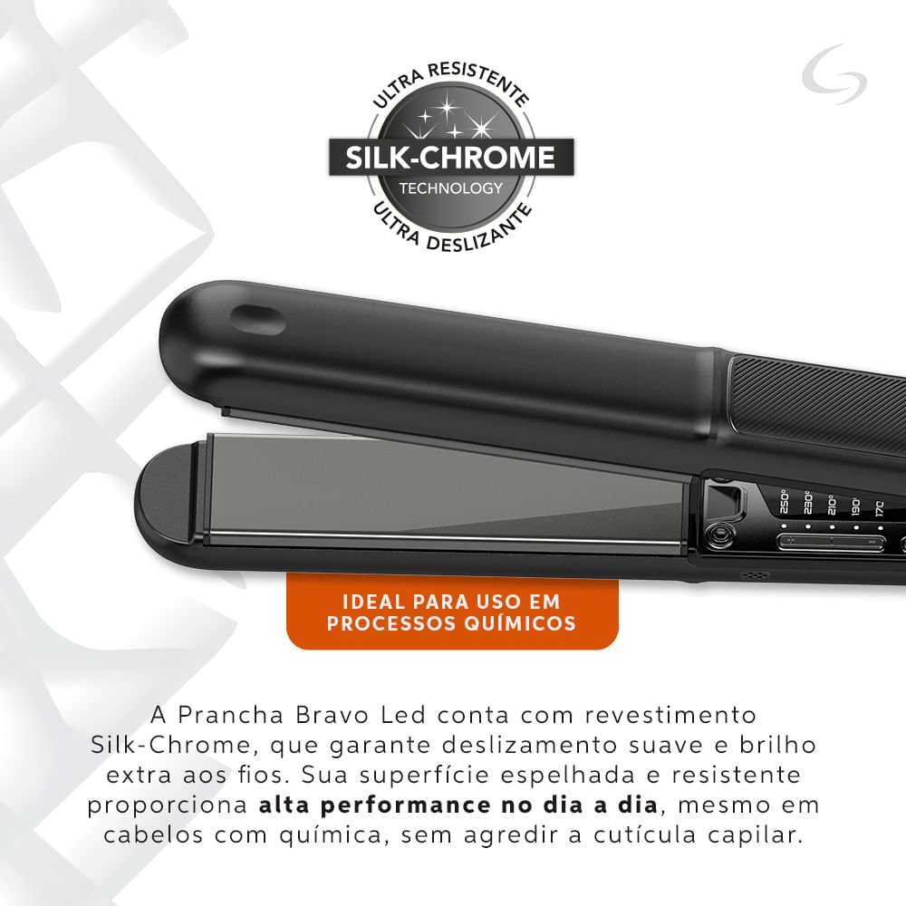 Prancha Professional Bravo Led 250°C Bivolt Preto 8