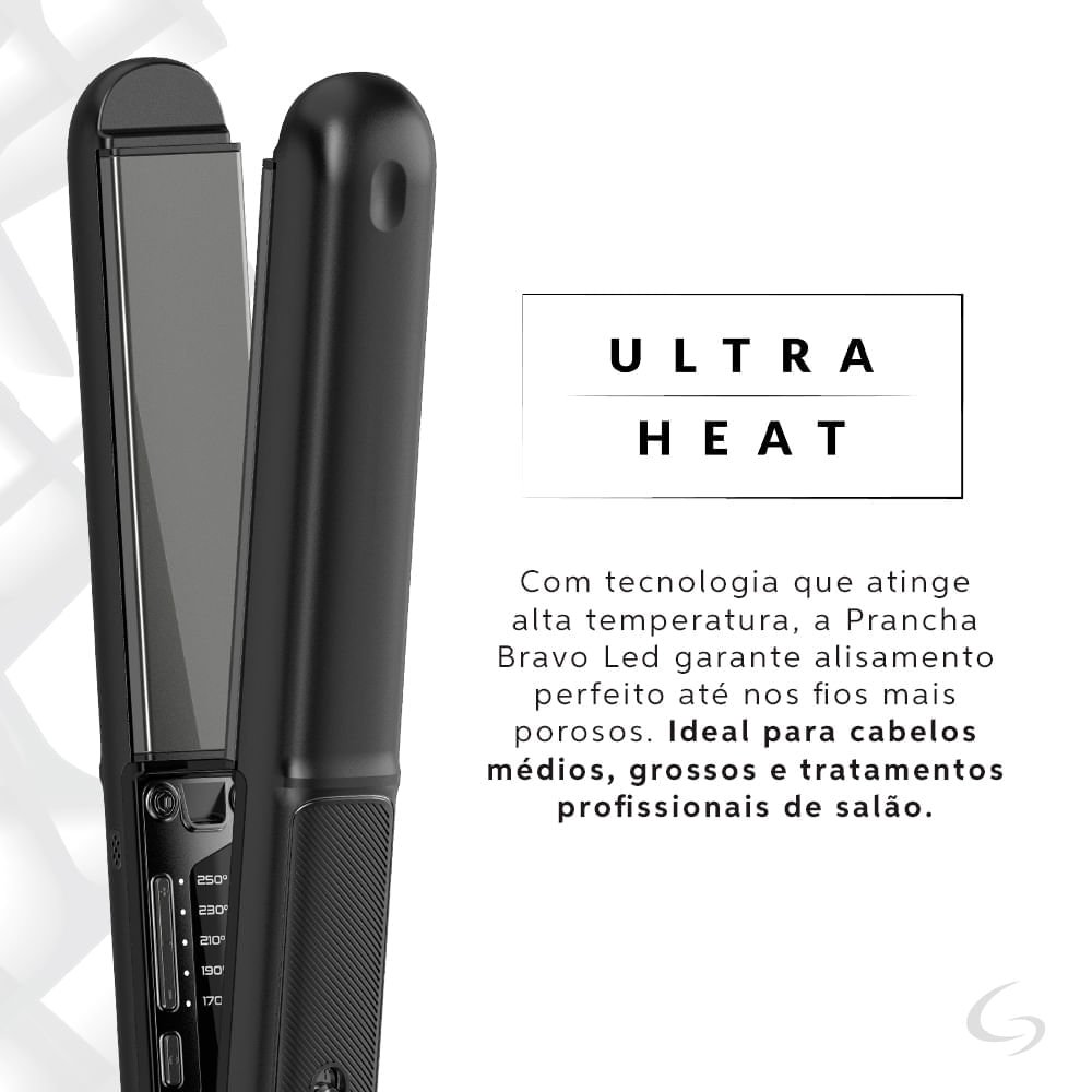 Prancha Professional Bravo Led 250°C Bivolt Preto 9