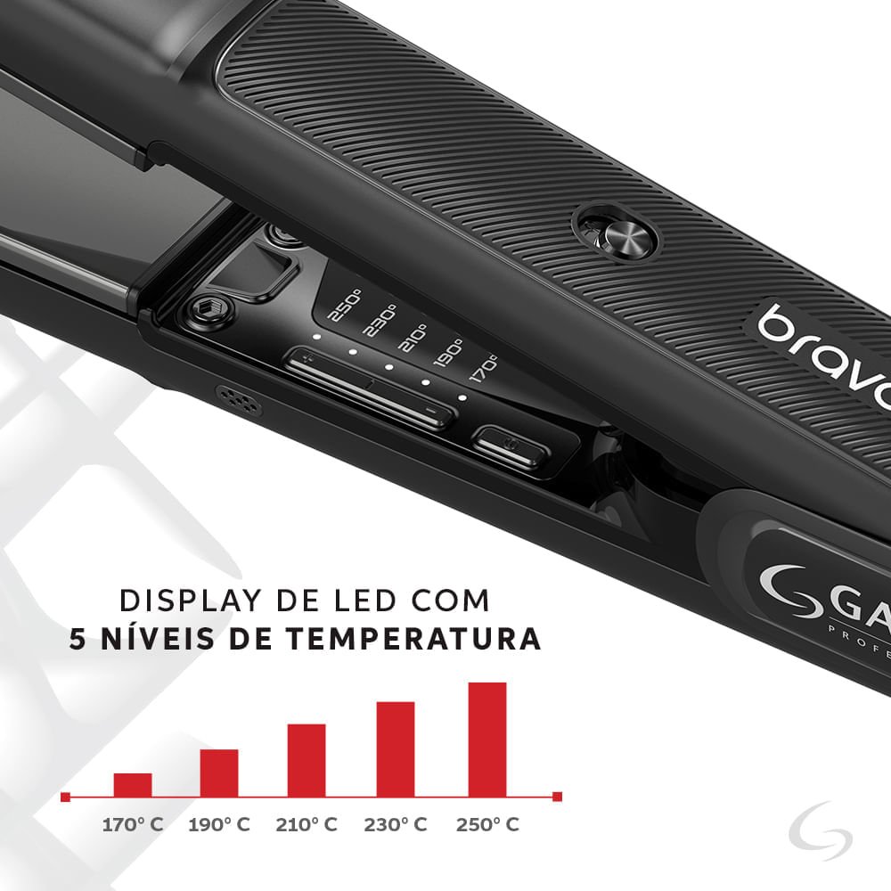Prancha Professional Bravo Led 250°C Bivolt Preto 10
