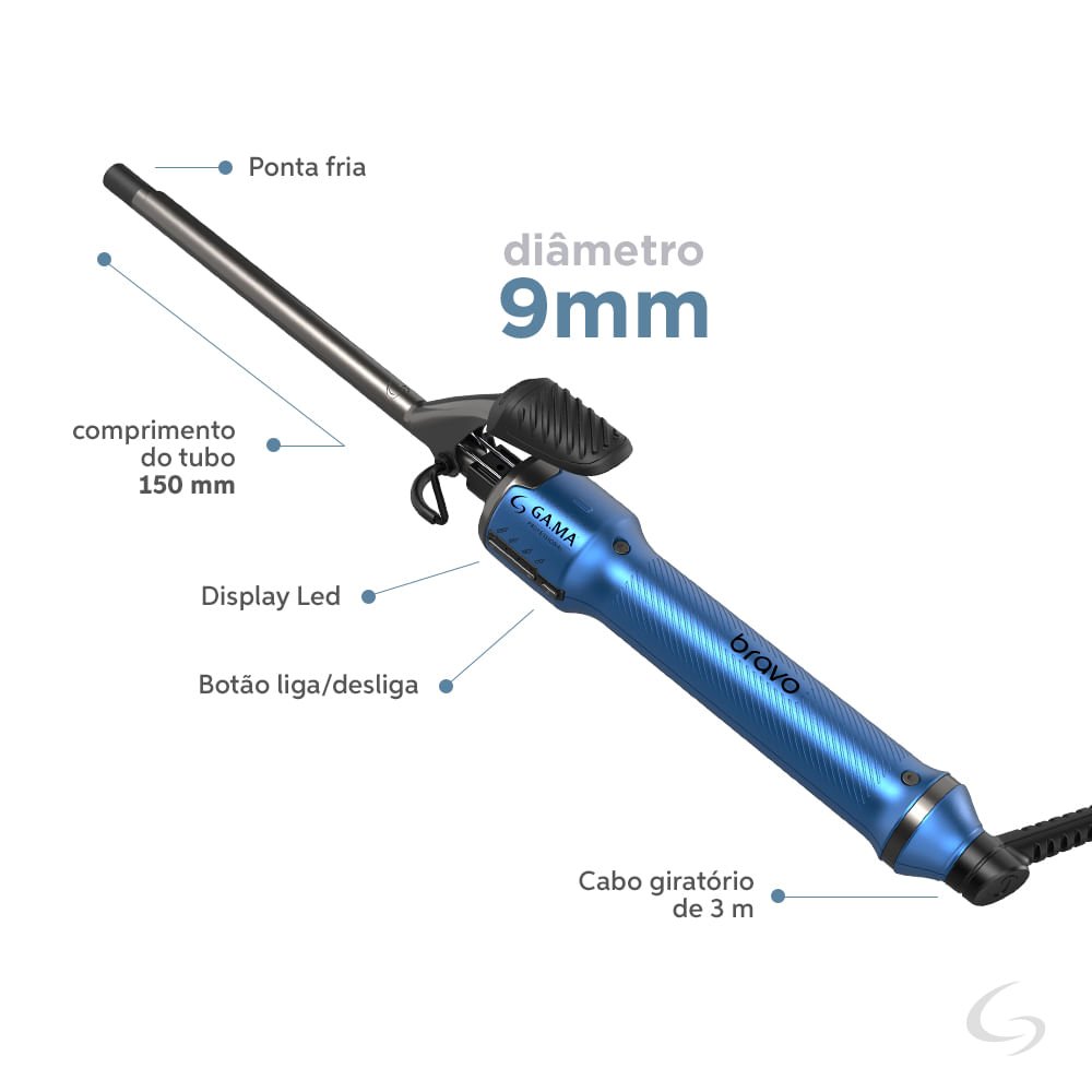 Modelador Professional Bravo 9mm Led Bivolt Azul 2