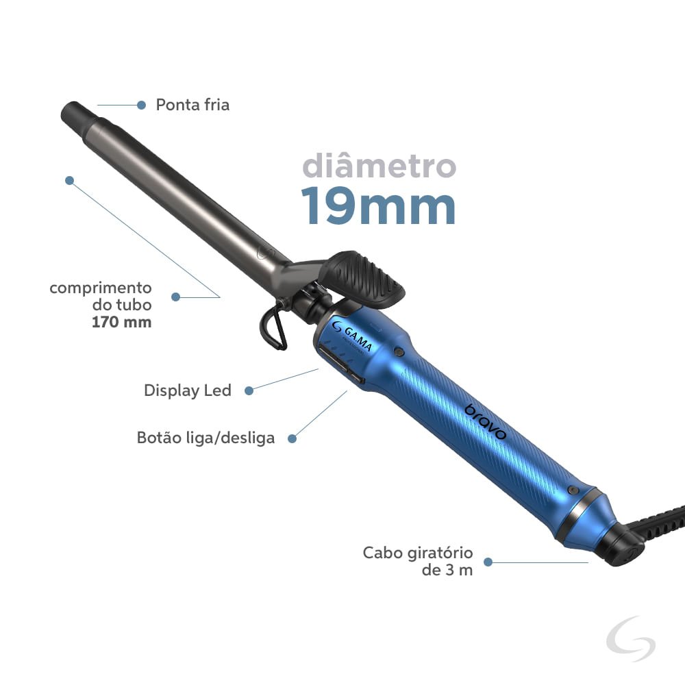 Modelador Professional Bravo 19mm Led Bivolt Azul 5