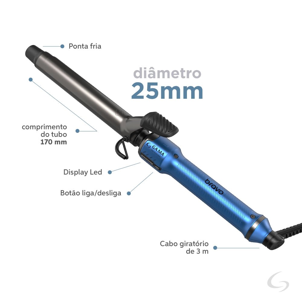 Modelador Professional Bravo 25mm Led Bivolt Azul 8