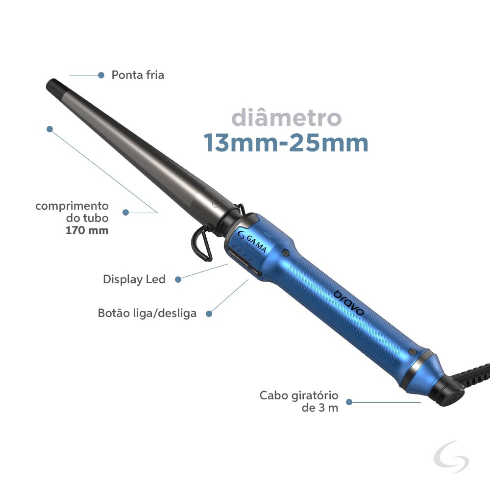 Modelador Professional Bravo Cônico Led Bivolt Azul 2