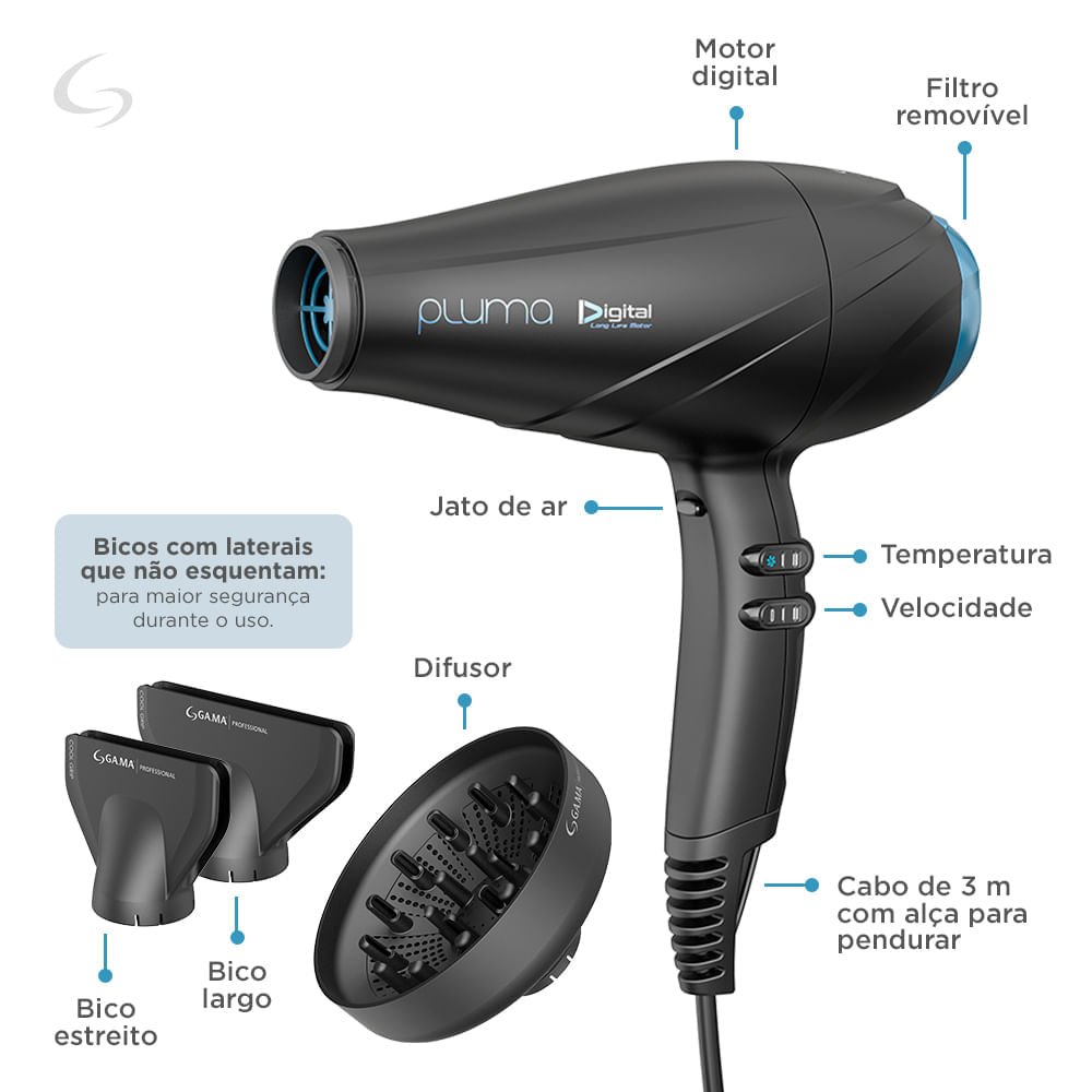 Secador Profissional Pluma Digital 3300W Preto 2
