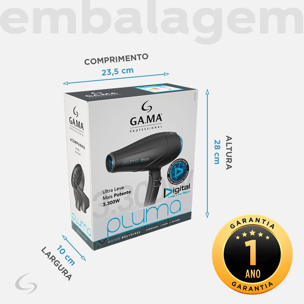 Secador Profissional Pluma Digital 3300W Preto 14