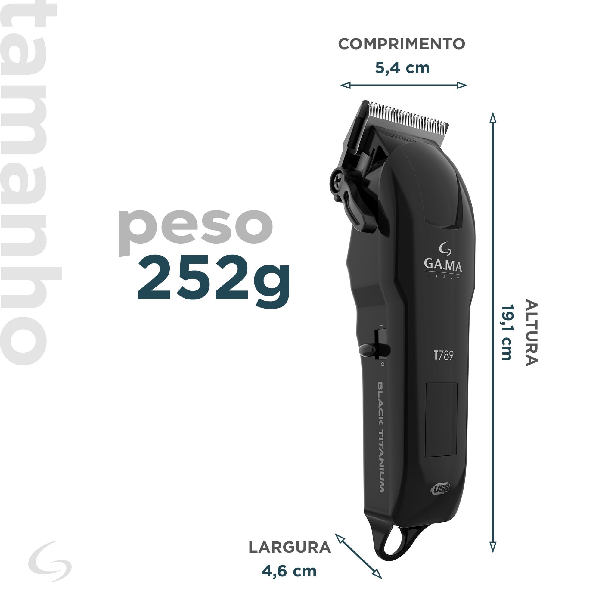 Máquina de Corte GA.MA T789 Black Titanium USB Bivolt 6