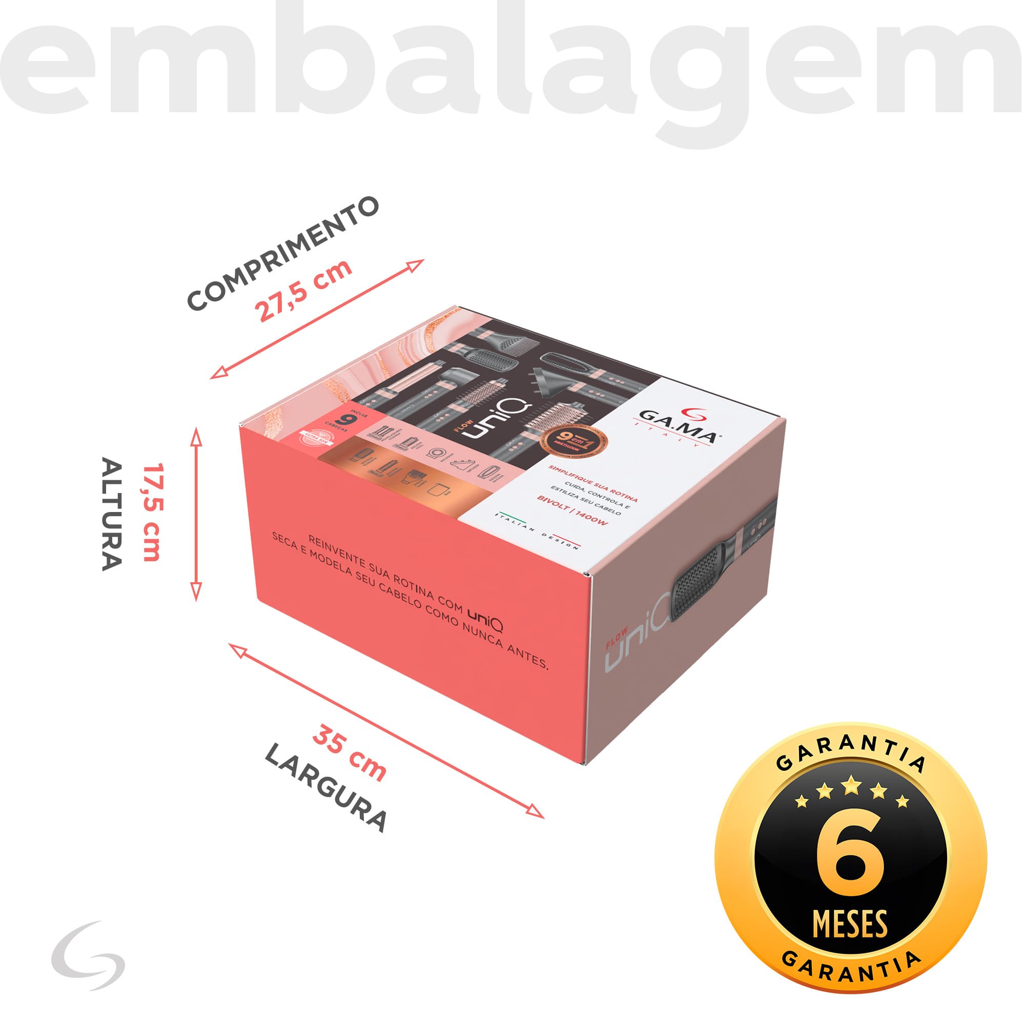 Secador de Cabelo Multistyler GA.MA uniQ Flow 9 em 1 Bivolt Cinza 11
