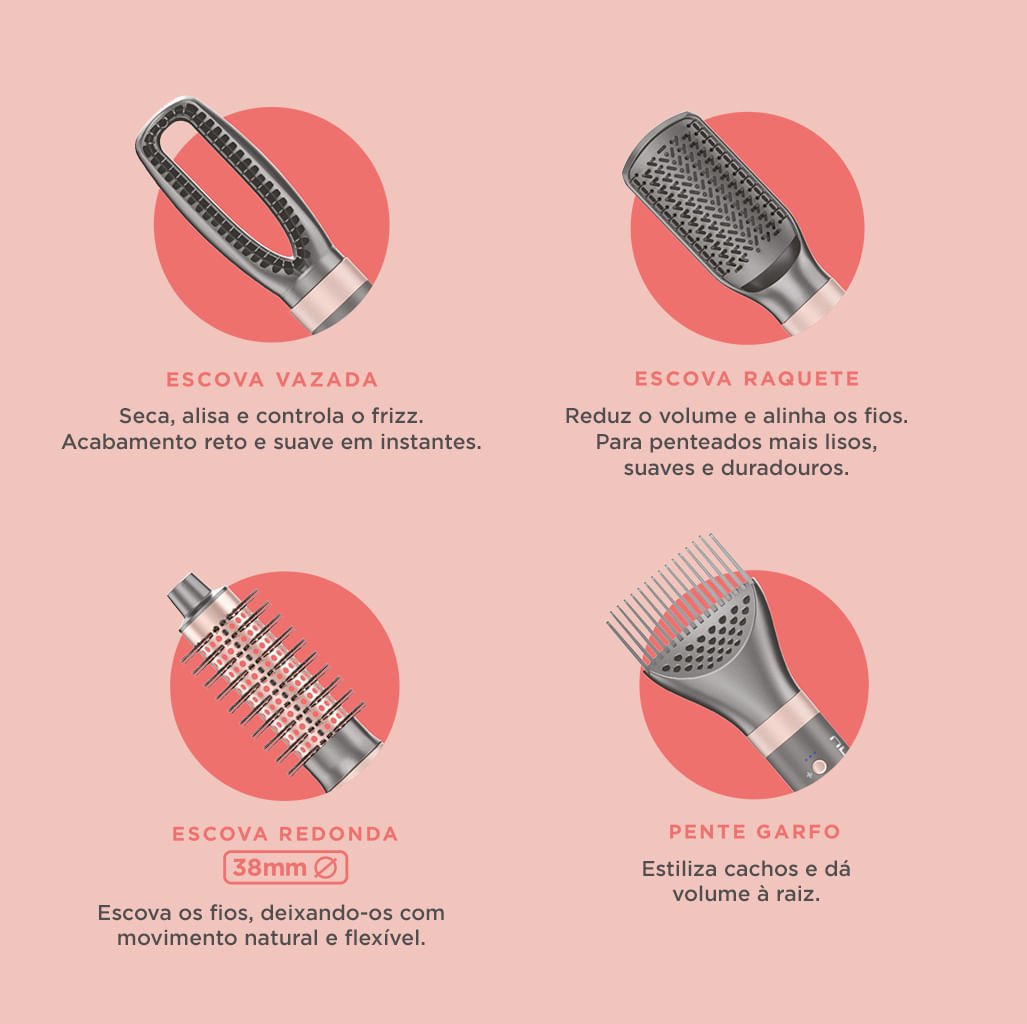 Secador de Cabelo Multistyler GA.MA uniQ Flow 9 em 1 Bivolt Cinza 5