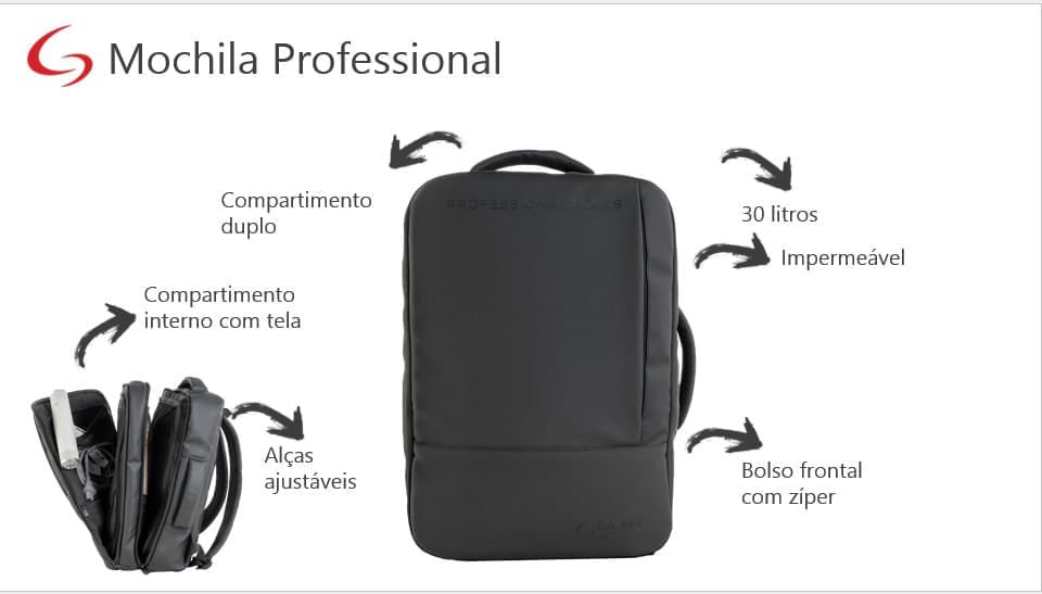 Mochila GA.MA 30L Black Preto 4