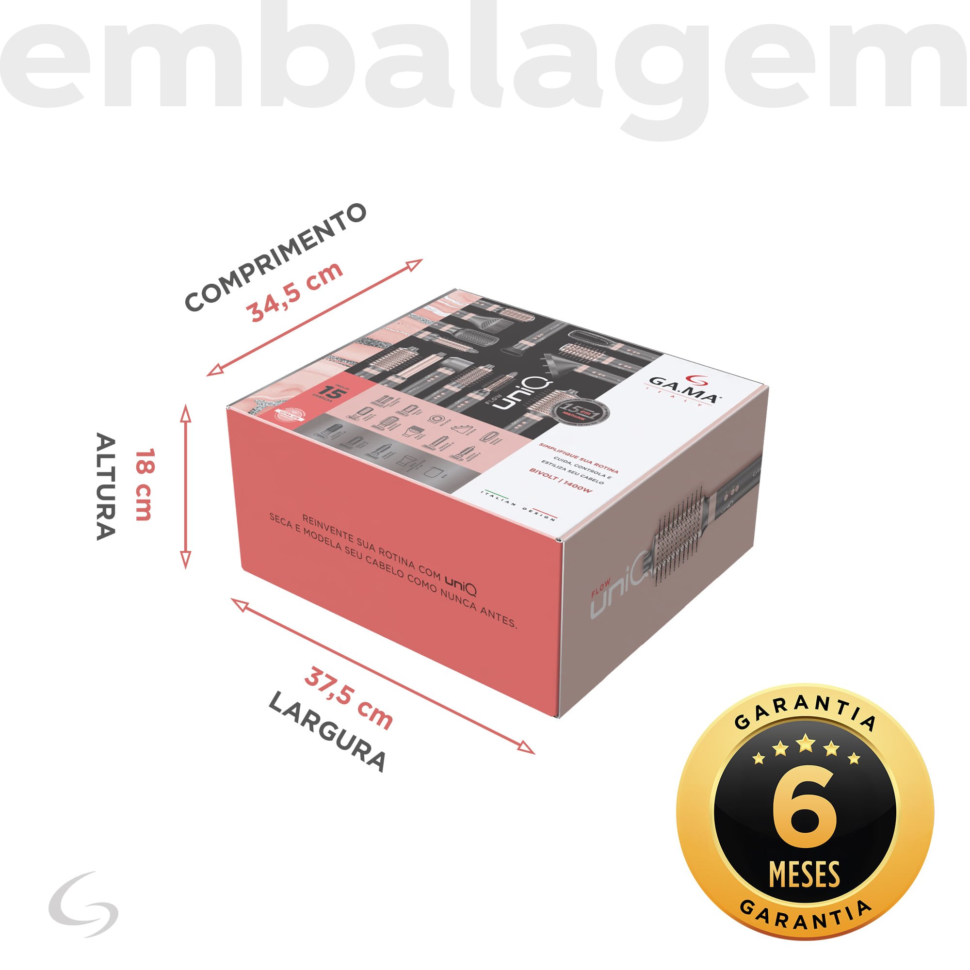 Secador de Cabelo Multistyler GA.MA uniQ Flow 15 em 1 Bivolt Cinza 6