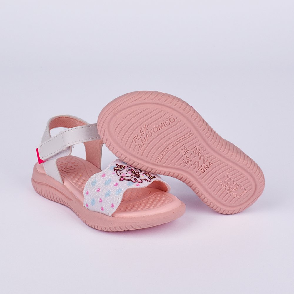 Sandalia Papete Infantil Kidy Fly Unicornio com Pulseira Branca Branco 4