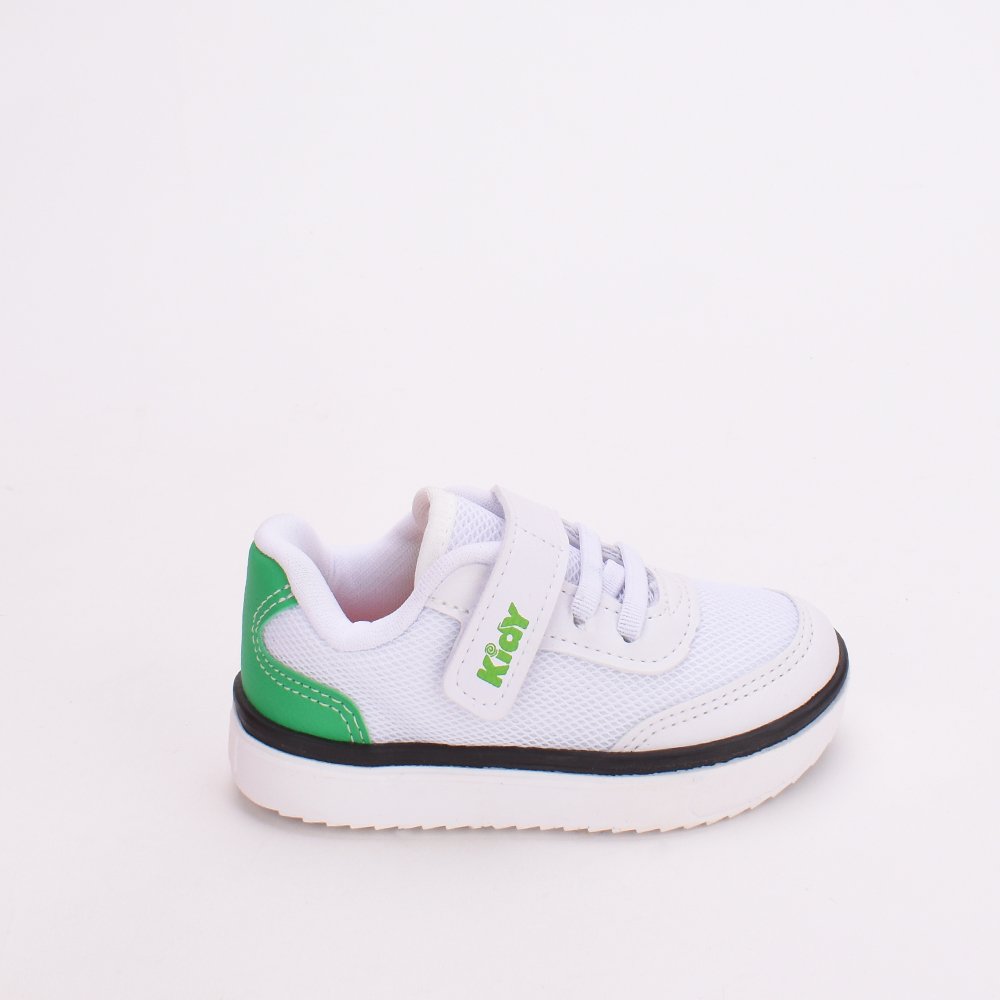 Tenis Infantil Menino Kidy Happy Casual Calce Facil Branco Verde