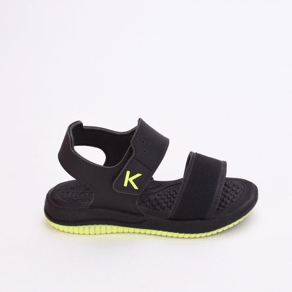 Sandalia Papete Infantil Menino Kidy Fly Preto Amarelo Neon