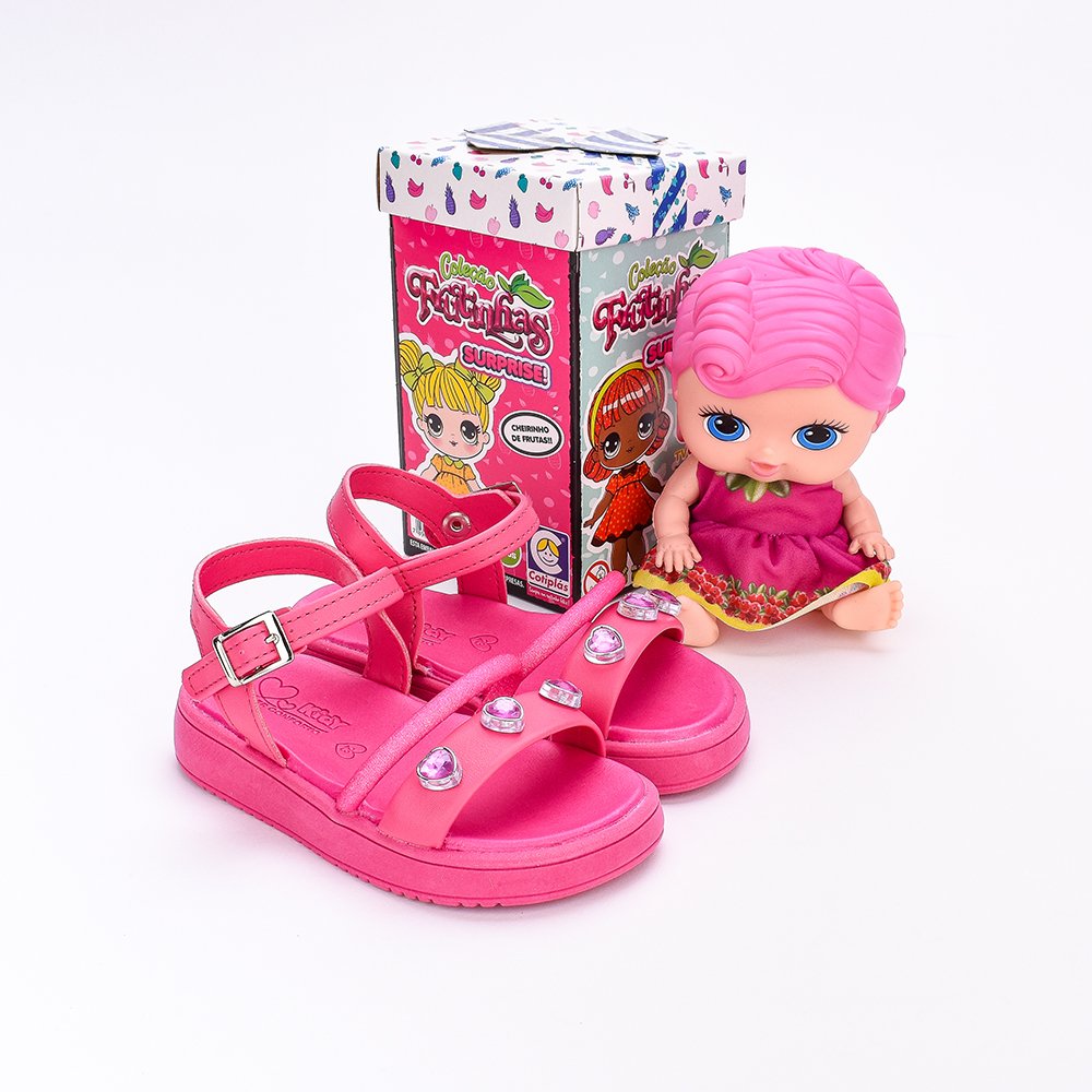 Sandalia Infantil Kidy Flat Form com Boneca Surpresa Pink