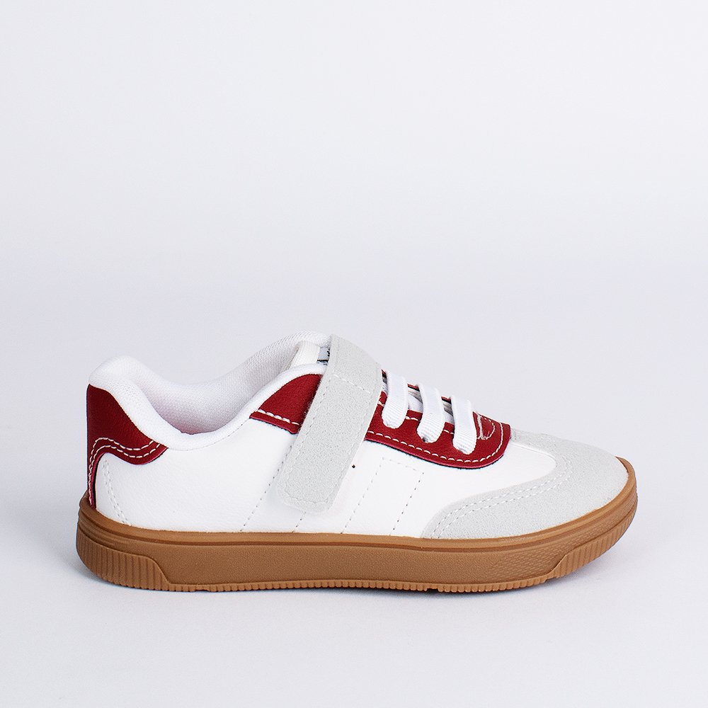 TENIS KIDY ASTRAL BRANCO/CINZA/BORDO  Branco/Cinza/Bordô 4