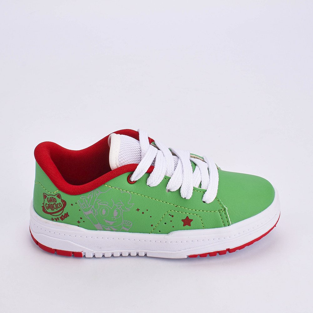 Tenis Infantil Menino Kidy Gato Galactico K360 Respitec Verde Casual Estiloso Confortavel