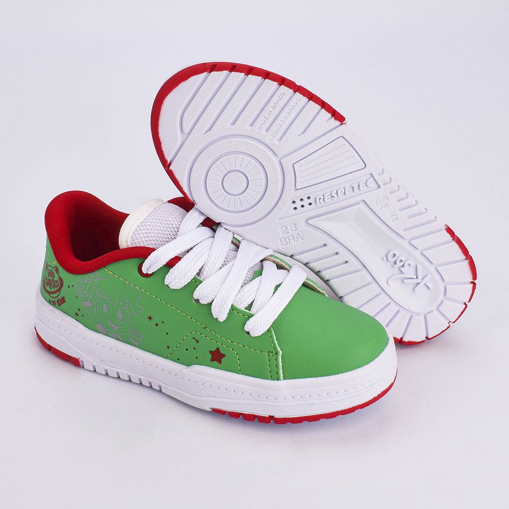 Tenis Infantil Menino Kidy Gato Galactico K360 Respitec Verde Casual Estiloso Confortavel Verde 4