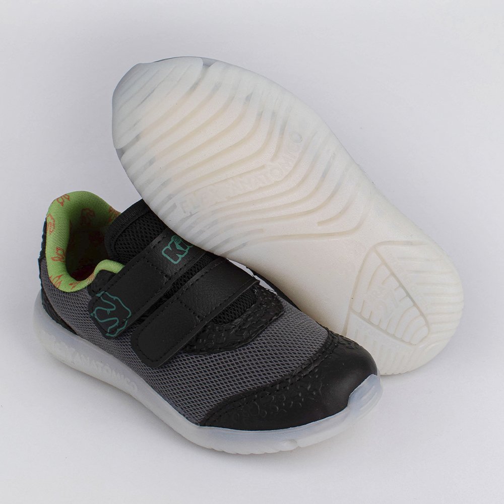 TENIS KIDY FLEX LIGHT PRETO/GRAFITE/VERDE Kidy Preto/Cinza 4