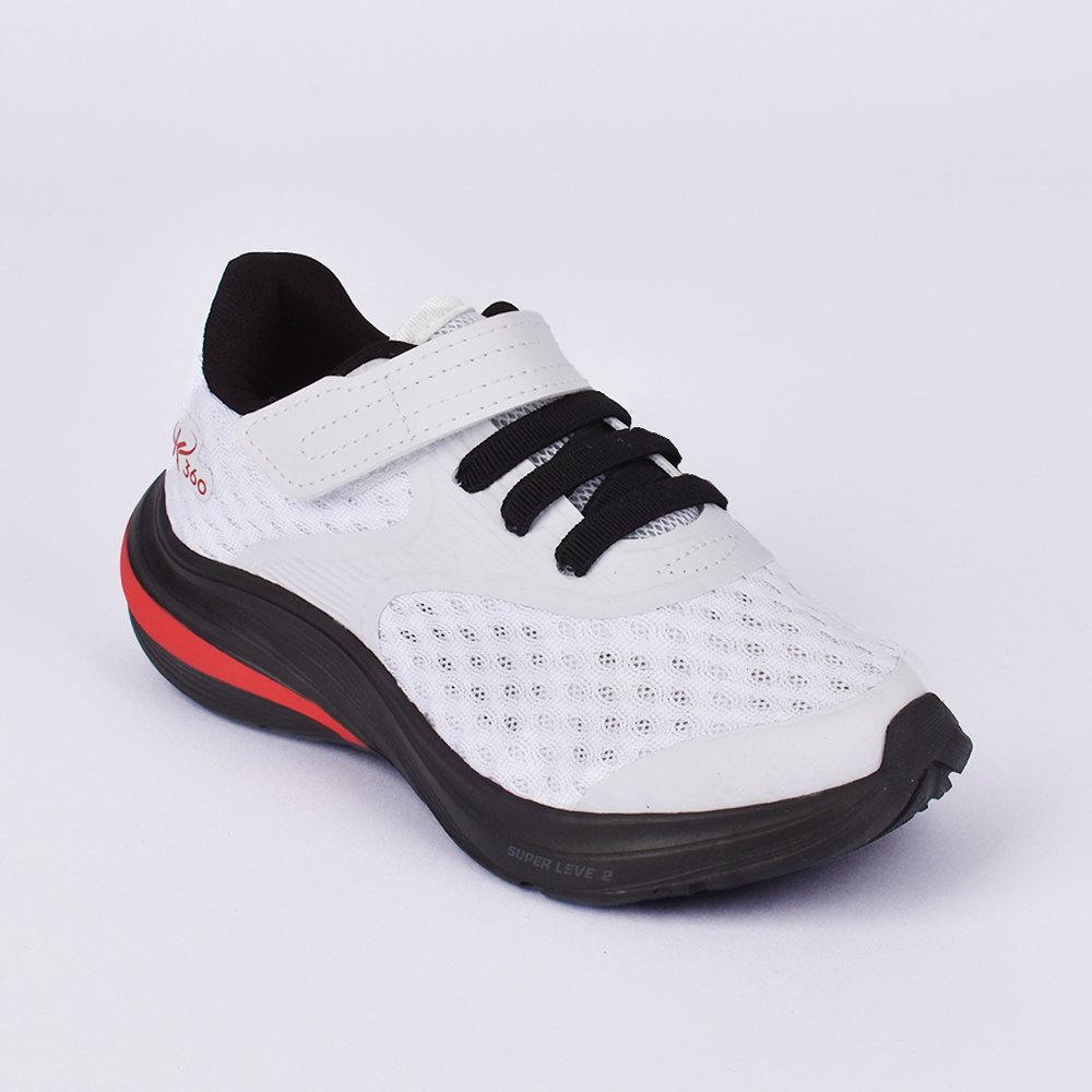 Tenis Infantil K-360 Super Leve 2 Esportivo Branco  Branco/Preto 3