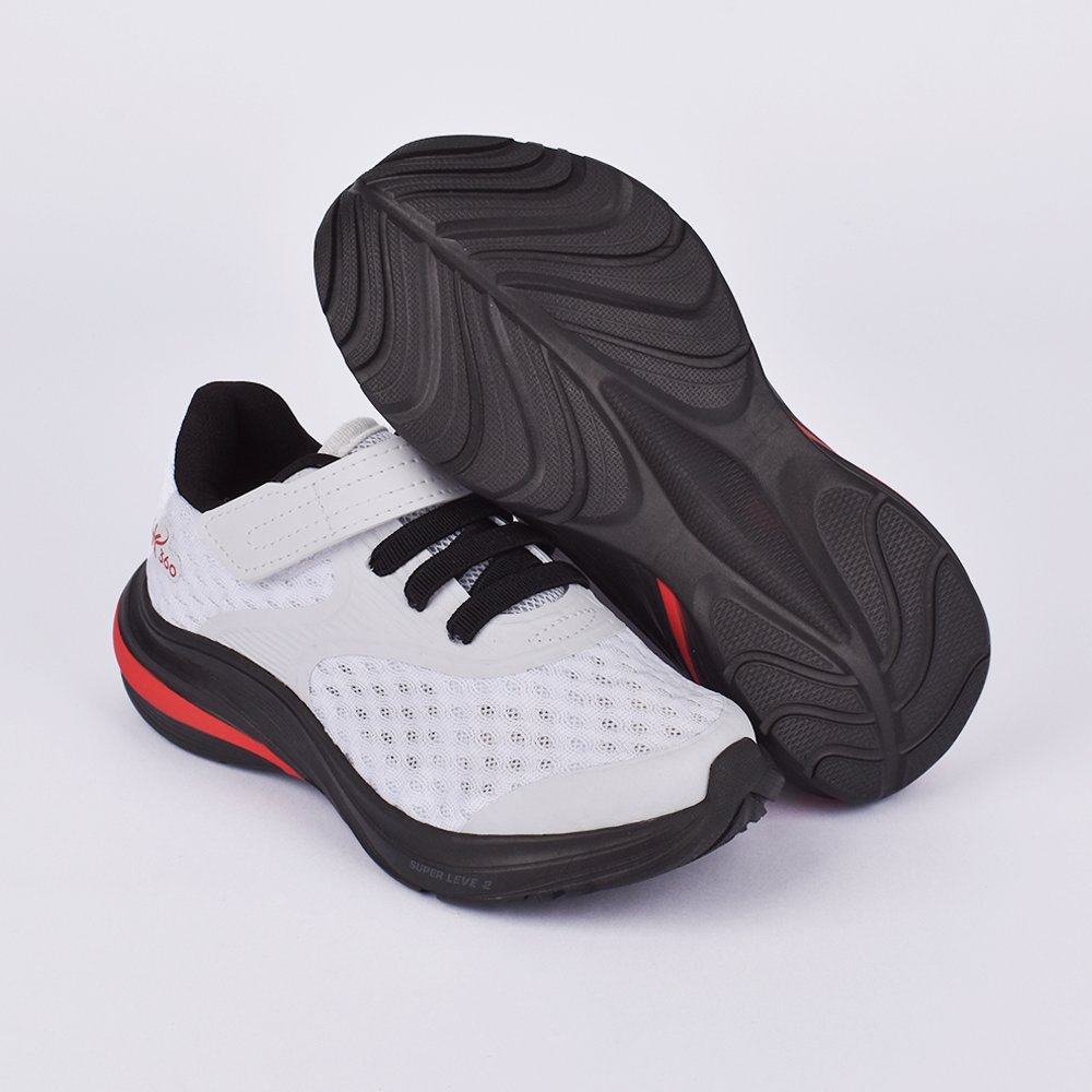 Tenis Infantil K-360 Super Leve 2 Esportivo Branco  Branco/Preto 4