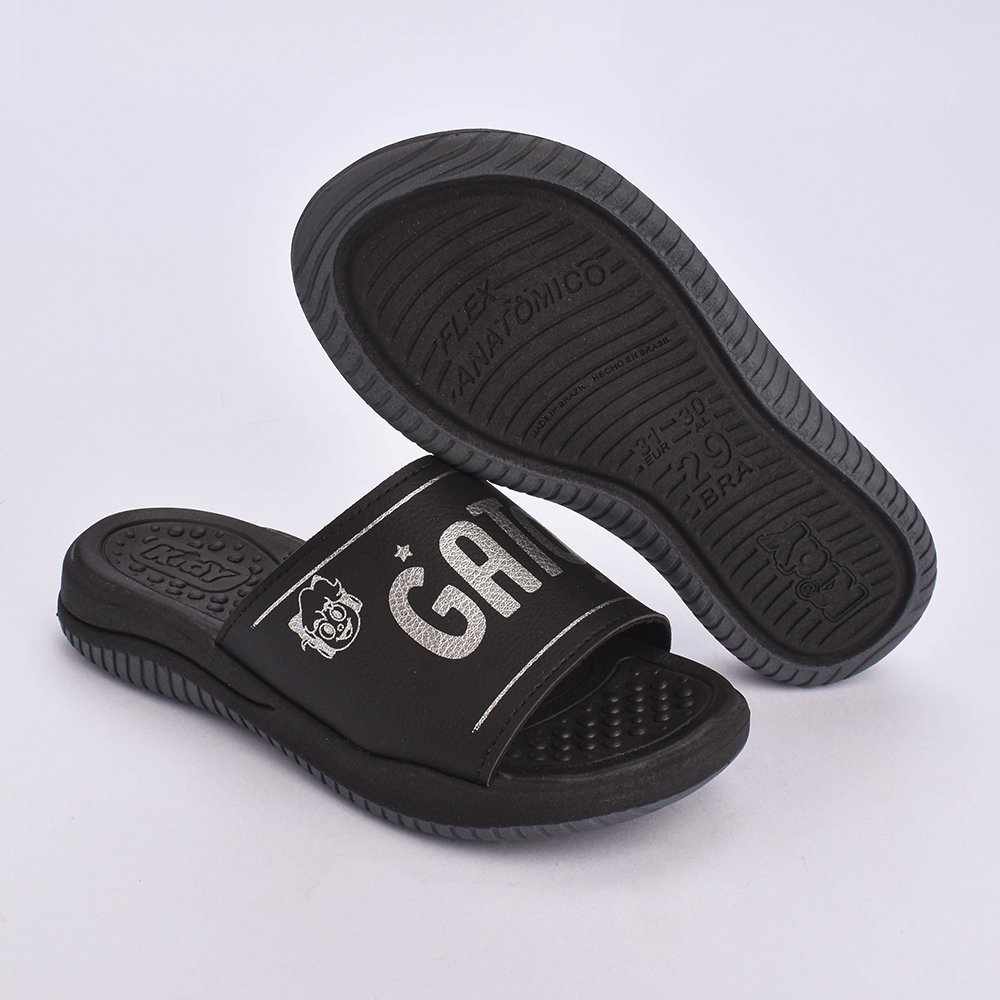 Chinelo Infantil Menino Kidy Gato Galactico Macio Antiderrapante Anatomico  Preto 4