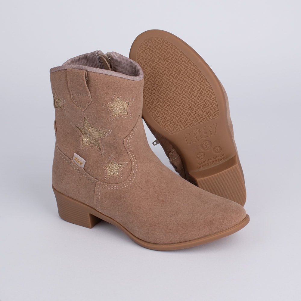 Bota Infantil Kidy Estrelas Dourado Bege Bege 4