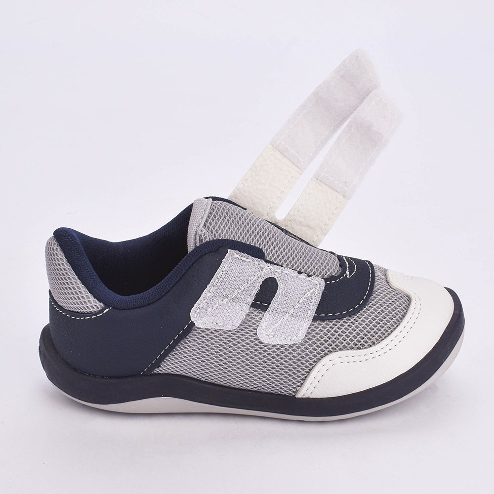 Tenis Kidy Colors Equilibrio Branco Cinza e Marinho