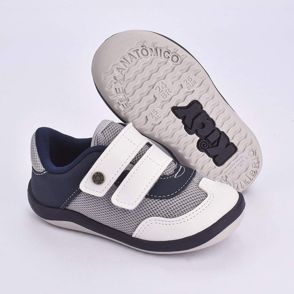 Tenis Kidy Colors Equilibrio Branco Cinza e Marinho Cinza/Azul 5