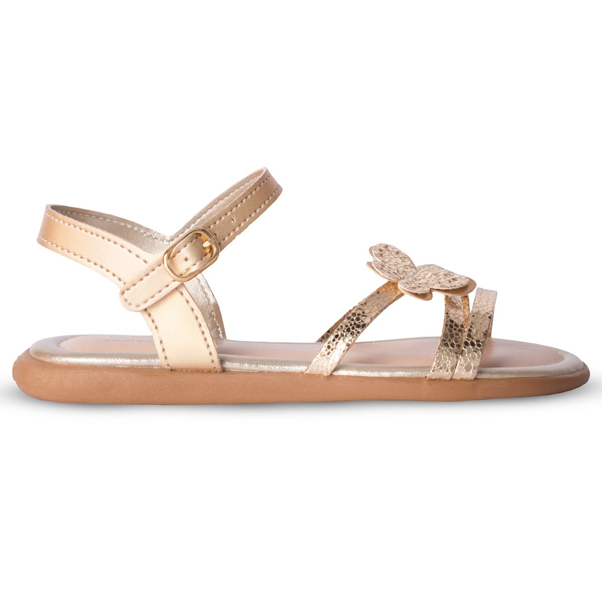 Sandalia Infantil Menina Kidy Cristal Ouro Confortavel Fashion Antiderrapante Com Acessorio Cabelo Dourado 2