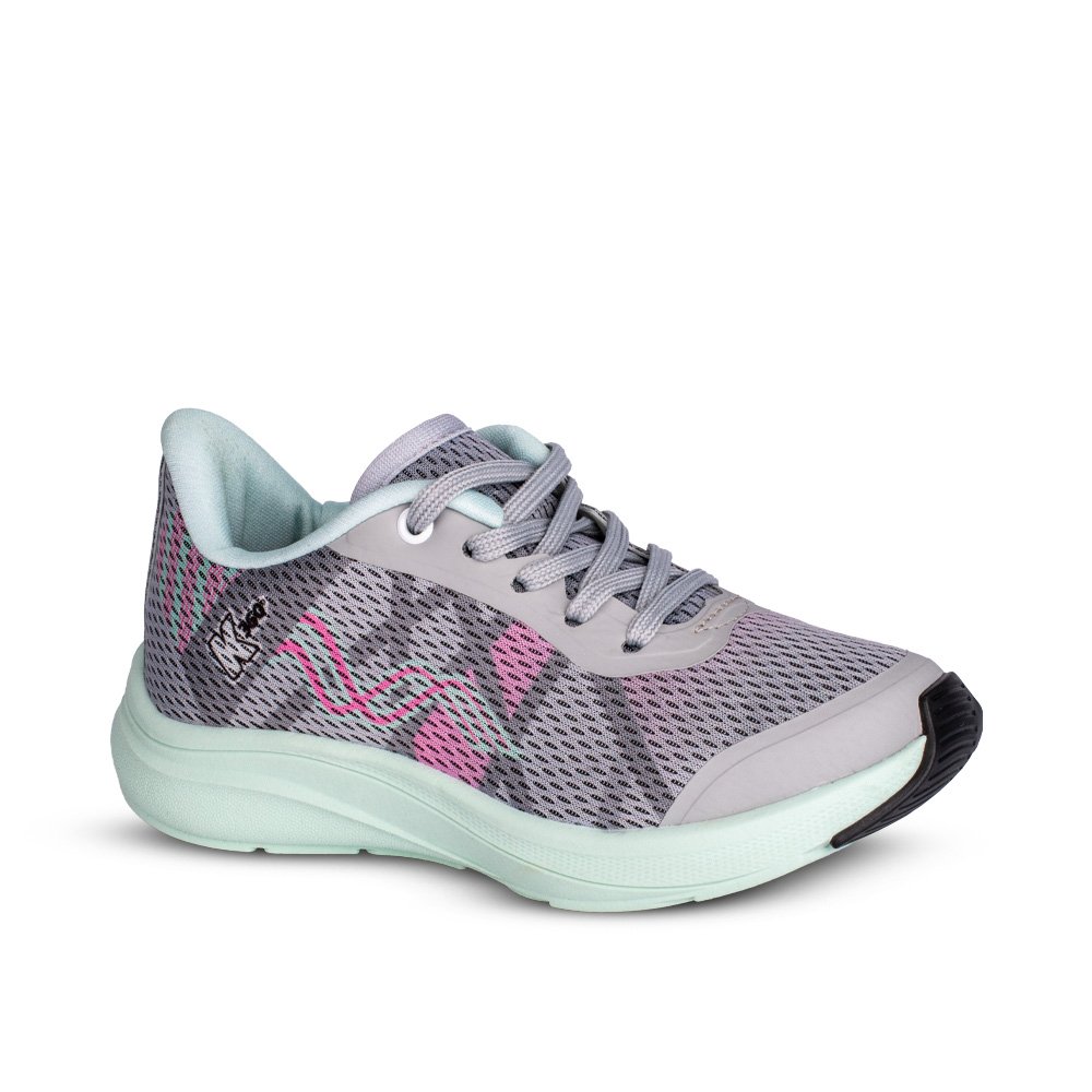 Tenis Infantil Menina Kidy K360 Energy 2 Cinza Leve Macio Esportivo Conforto Anatomico
