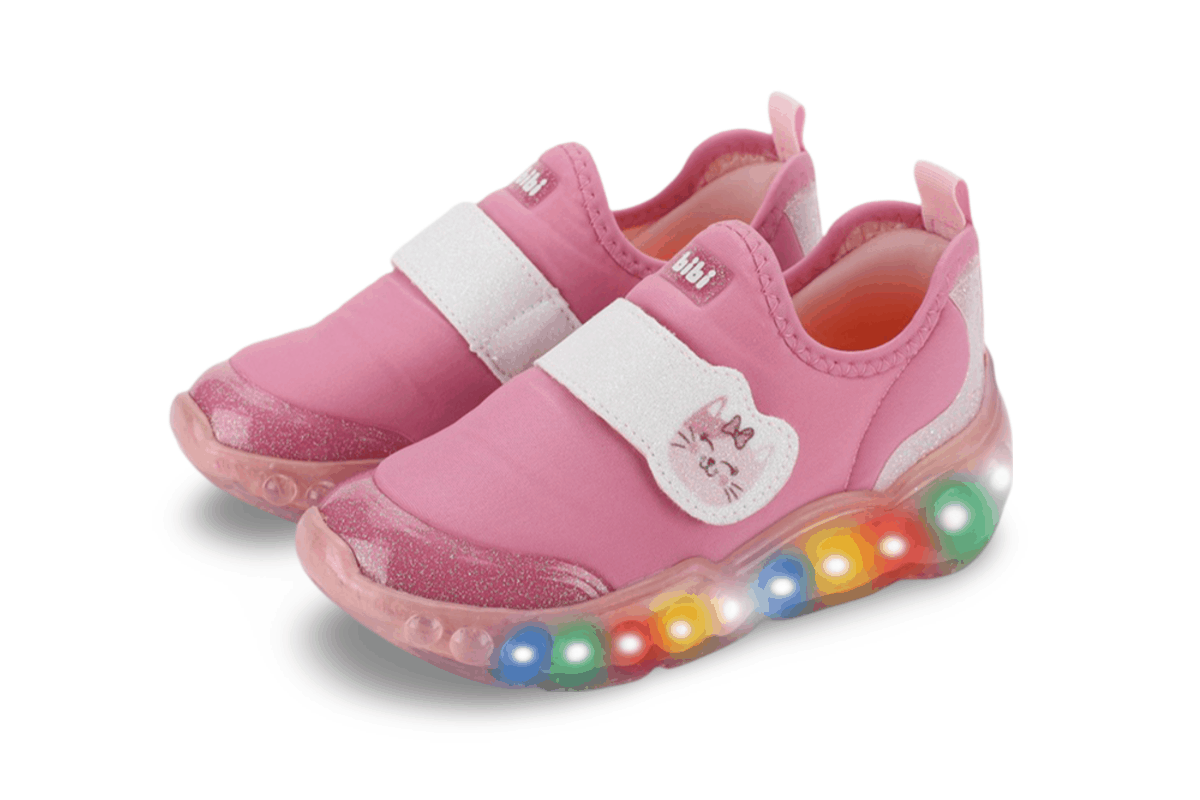 Tênis Infantil de Luz Menina Bibi Roller Celebration 3.0 Rosa Glitter Gatinha Rosa 2